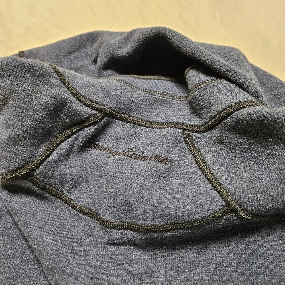 TOMMY‎ BAHAMA Reversible 1/2 Zip Pullover XL Gray Blue Flipview Flip Coast Logo